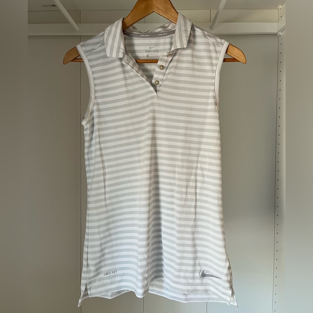 Nike Women's White Striped Golf Tank Top Sz Small